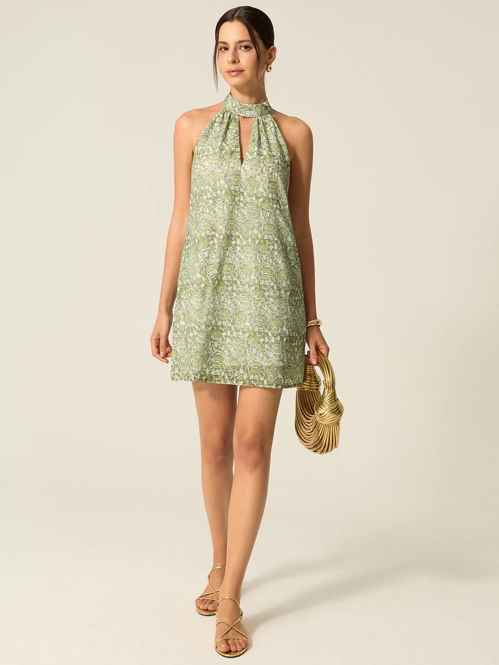 113 Halter Neck Cut-Out Printed Mini Dress